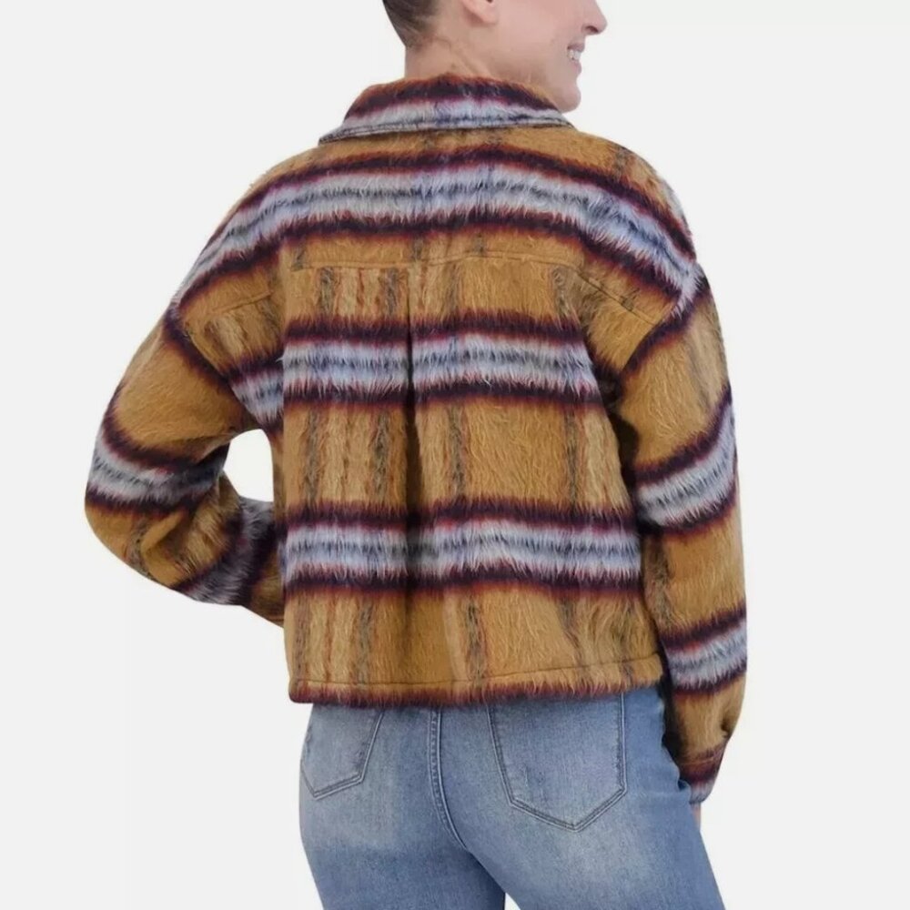 Vigoss Brushed Plaid Crop Button Jacket - Picture 2 of 5